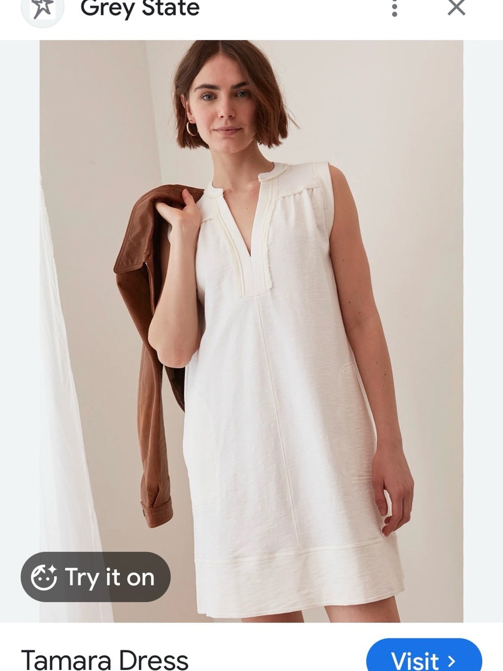Grey State Ivory sleeveless cover up , cotton , womens size xs (2-4) new w/o tag